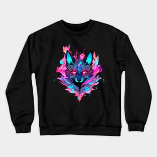 Fire fox, pink and blue Crewneck Sweatshirt